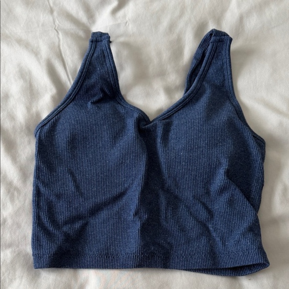 Yogalicious Navy Blue Ribbed Sports Bra